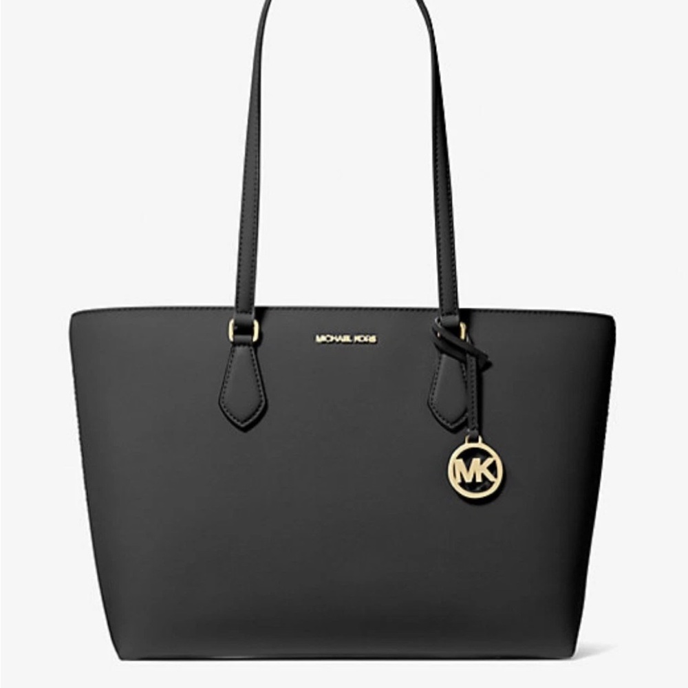 New Michael Kors Sheila Large Tote Saffiano  Vegan Faux Leather Black
